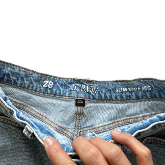 J.Crew Slim Wide-Leg Jeans Size 28 Light Wash Raw Hem High Rise - Picture 2 of 8